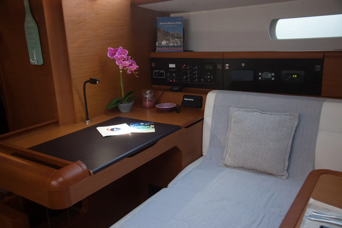 Salon of Maistros, a Jeanneau Sun Odyssey 519 sailboat at Lavreotiki Municipal Unit, Greece
