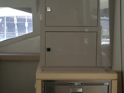 Galley of Astrea , a Fountaine Pajot Astréa 42 catamaran at Castellammare del Golfo, Italy