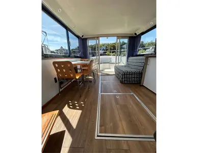 Salon of Pretty Woman, a De Drait Safari Houseboat 1050 motorboat at Drachten, Netherlands