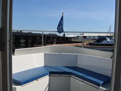 Deck of Pretty Woman, a De Drait Safari Houseboat 1050 motorboat at Drachten, Netherlands