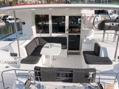 Deck of Blue Lagoon, a Lagoon 40 catamaran at Primošten, Croatia