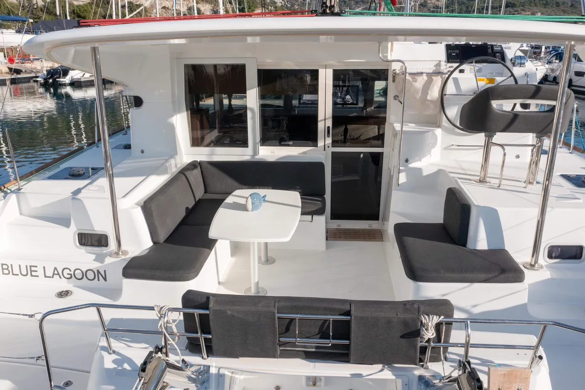Deck of Blue Lagoon, a Lagoon 40 catamaran at Primošten, Croatia