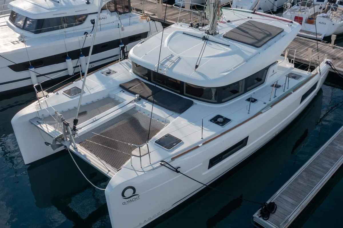 Exterior view of Blue Lagoon, a Lagoon 40 catamaran at Primošten, Croatia