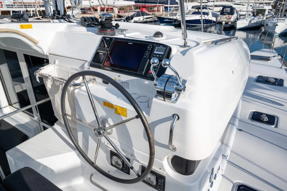 Cockpit of Blue Lagoon, a Lagoon 40 catamaran at Primošten, Croatia