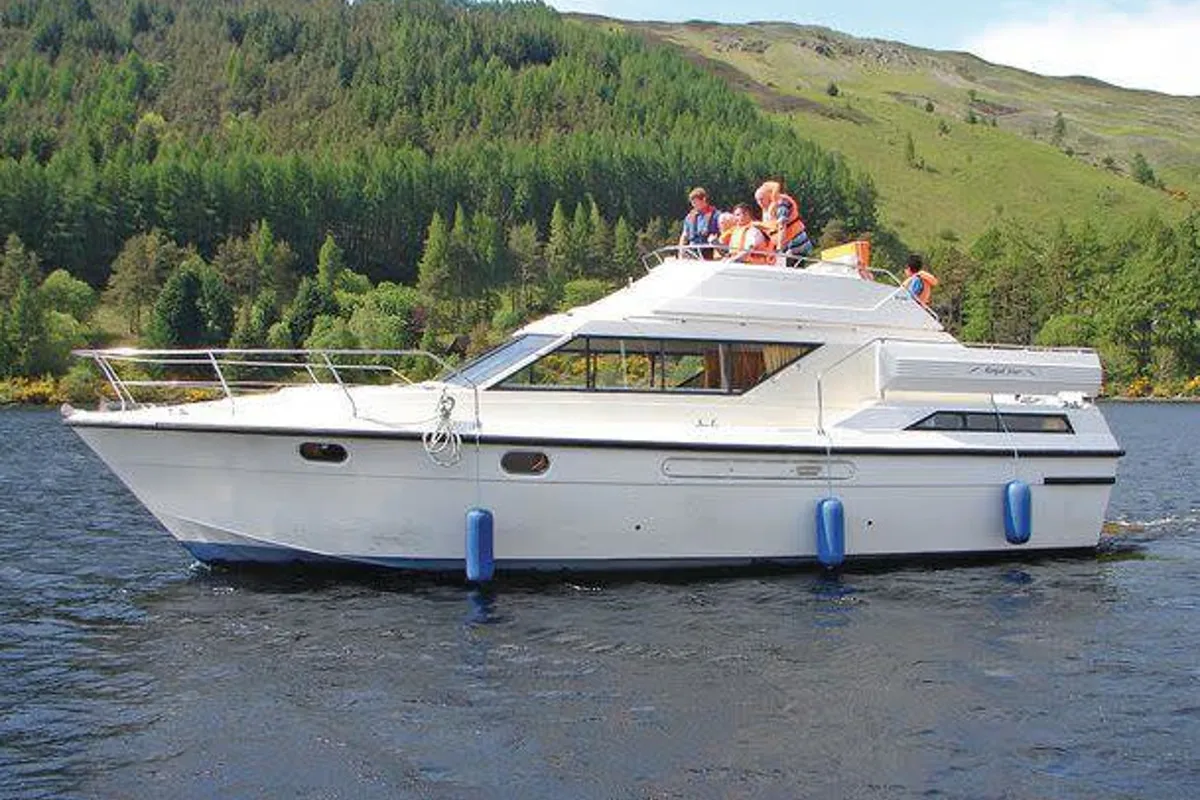 Exterior view of Cygnet Royal Star WHS, a motorboat at Laggan, United Kingdom