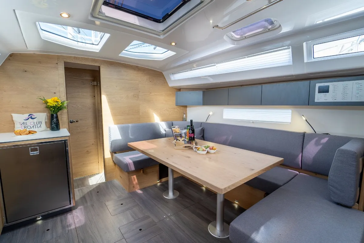 Salon of Trinity, a Elan Impression 45 sailboat at Grad Kaštela, Croatia