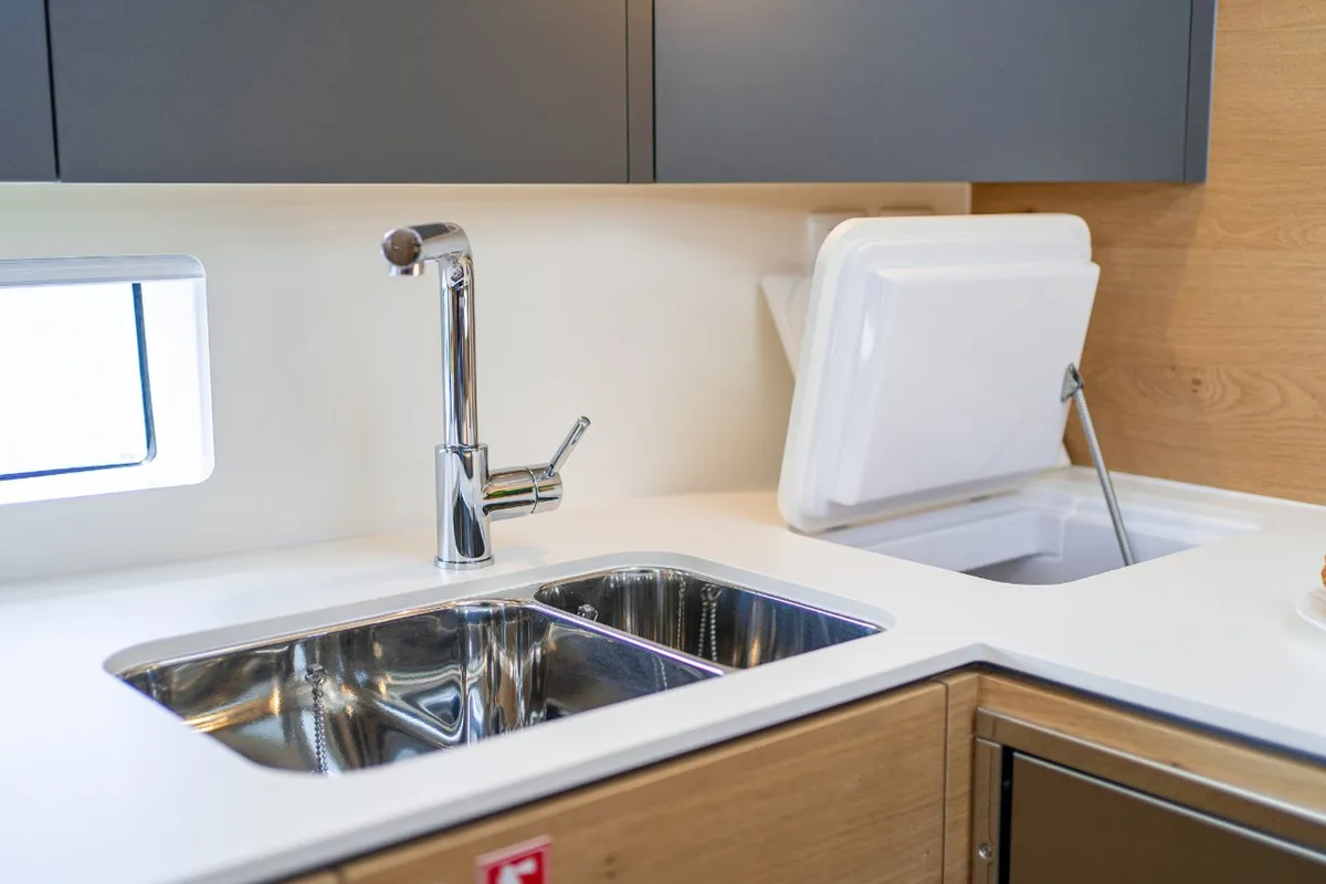 Galley of Trinity, a Elan Impression 45 sailboat at Grad Kaštela, Croatia