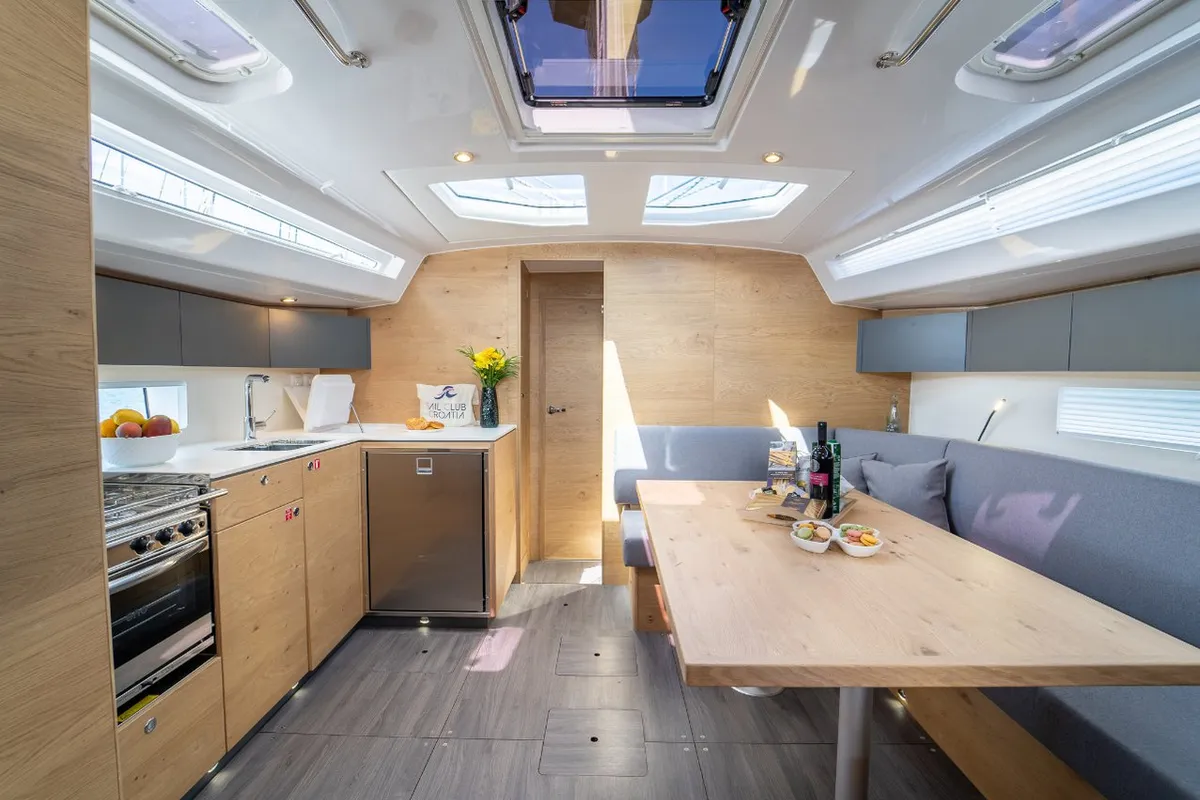 Salon of Trinity, a Elan Impression 45 sailboat at Grad Kaštela, Croatia