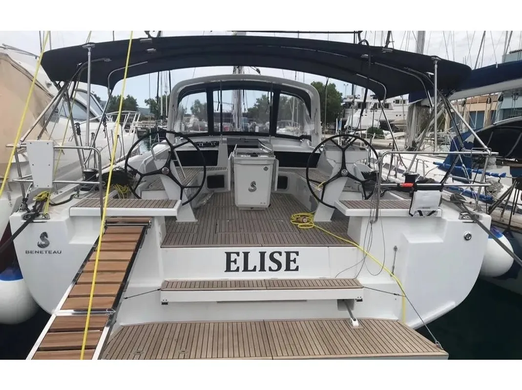 Elise, a Beneteau Oceanis 51.1 sailboat at Parikia, Greece
