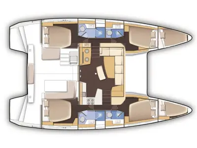 Floor plan of Lagoon 42, a catamaran at Athens, Greece