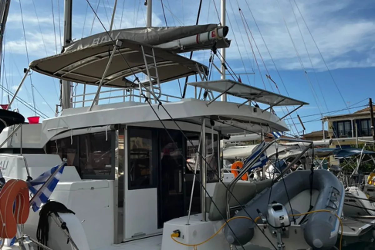 Exterior view of No Name, a Bali Catspace catamaran at Municipal Unit of Lefkada, Greece