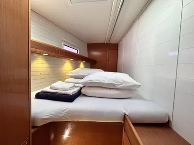 Cabin on Heidrun, a Bavaria Cruiser 55 sailboat at Split, Croatia