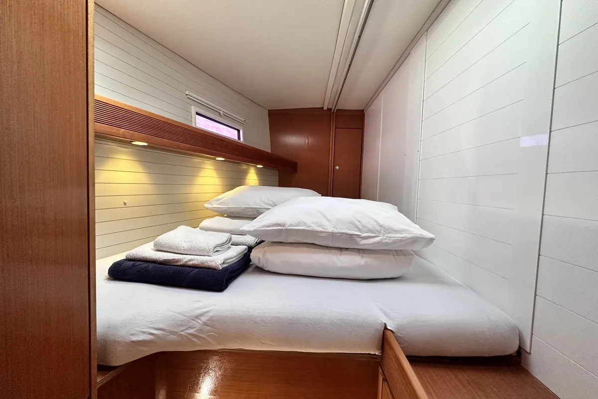 Cabin on Heidrun, a Bavaria Cruiser 55 sailboat at Split, Croatia