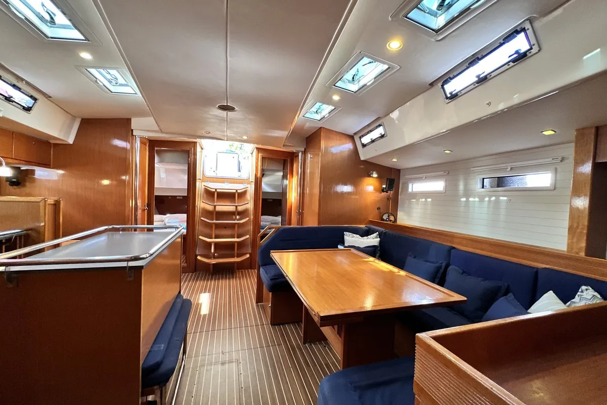 Salon of Heidrun, a Bavaria Cruiser 55 sailboat at Split, Croatia