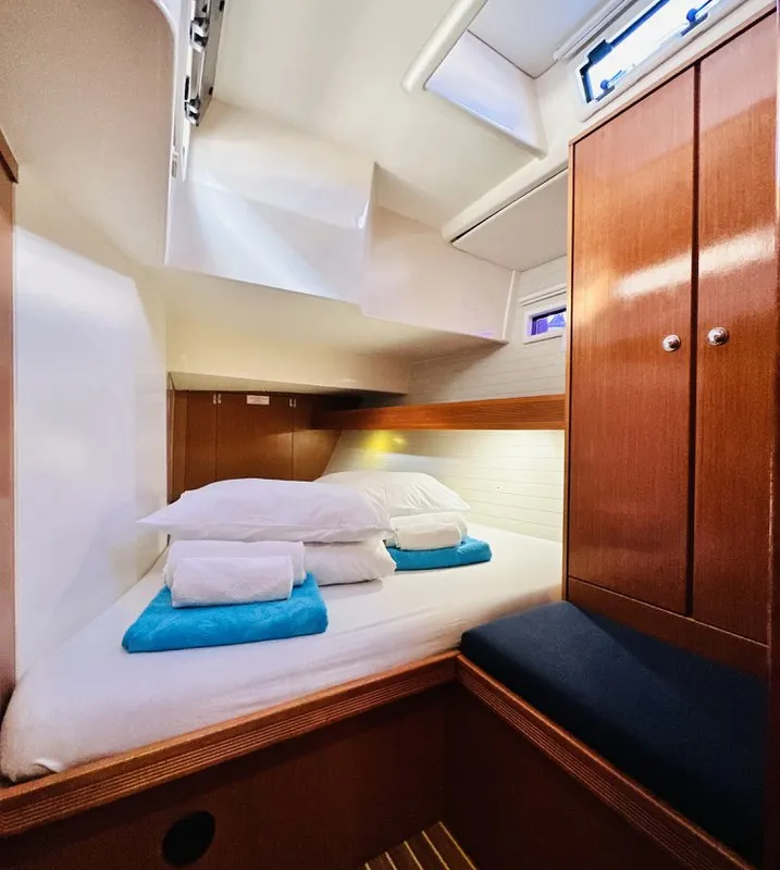 Cabin on Heidrun, a Bavaria Cruiser 55 sailboat at Split, Croatia
