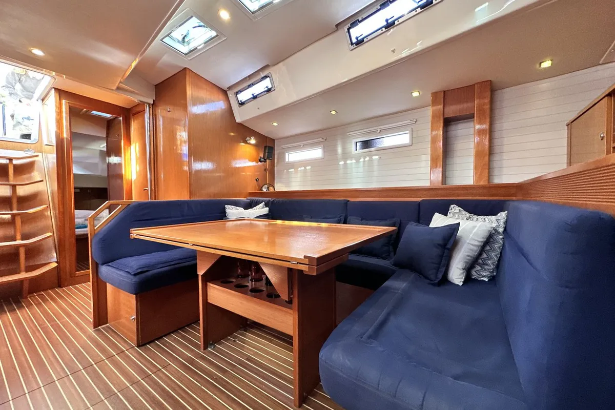 Salon of Heidrun, a Bavaria Cruiser 55 sailboat at Split, Croatia