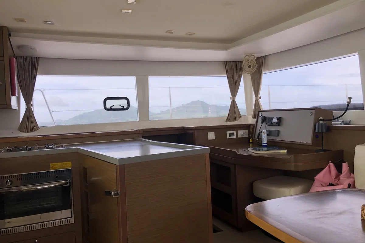 Salon of Myemocean, a Lagoon 450 S catamaran at Mai Khao, Thailand