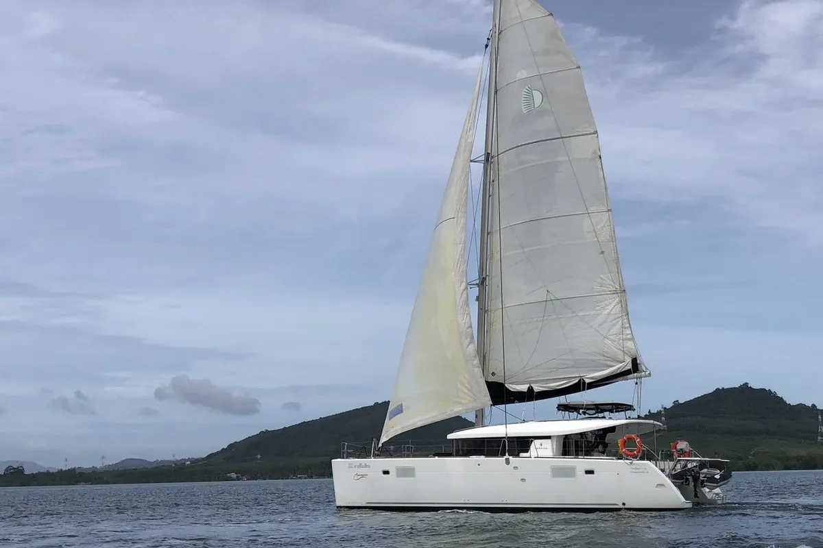 Exterior view of Myemocean, a Lagoon 450 S catamaran at Mai Khao, Thailand