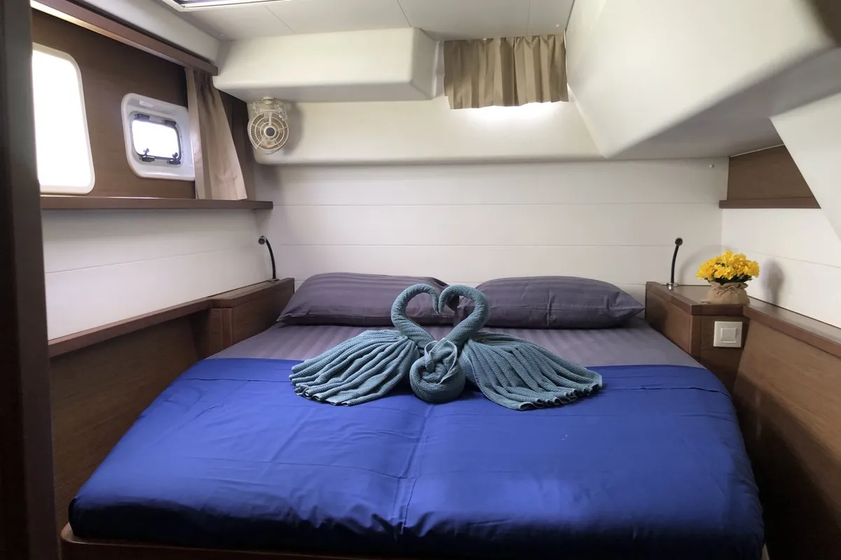 Cabin on Myemocean, a Lagoon 450 S catamaran at Mai Khao, Thailand