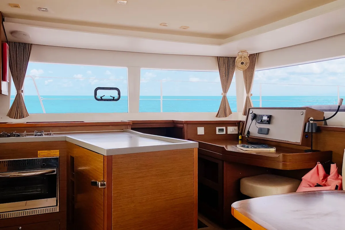 Galley of Lagoon 450 S, a catamaran at Mai Khao, Thailand