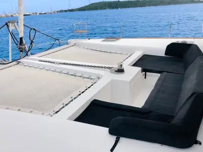 Deck of Lagoon 450 S, a catamaran at Mai Khao, Thailand
