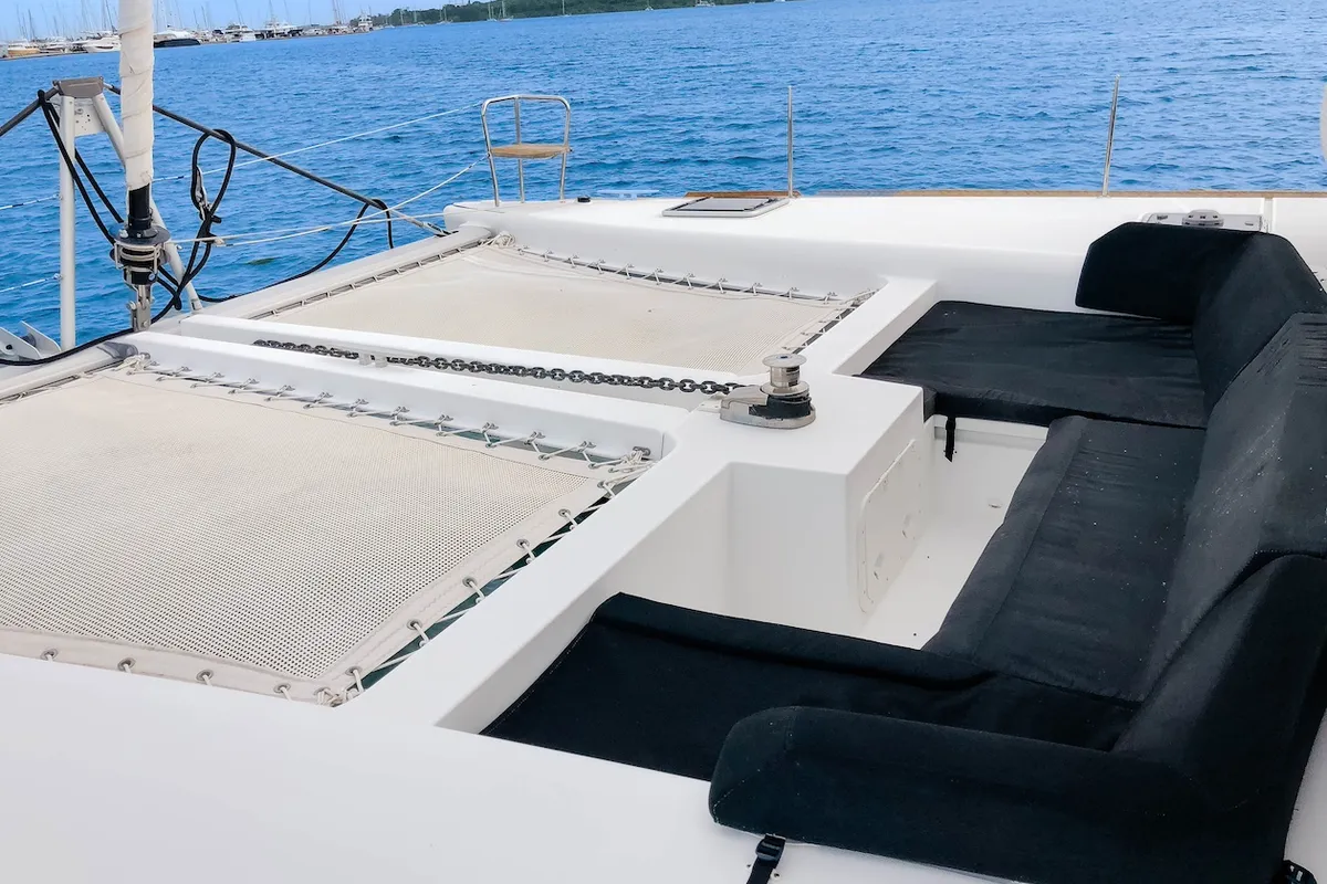 Deck of Lagoon 450 S, a catamaran at Mai Khao, Thailand