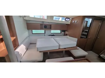 Salon of Electra, a Beneteau Oceanis 46.1 sailboat at Olbia, Italy