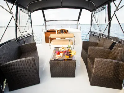 Deck of Nautiner 40.2 AFT, a Nautiner 40.2 AFT motorboat at Wilkasy, Poland