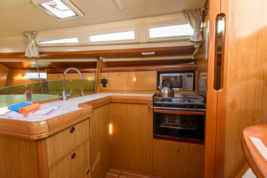Galley of Benoit, a Jeanneau Sun Odyssey 42 i sailboat at San Vincenzo, Italy