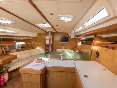 Galley of Benoit, a Jeanneau Sun Odyssey 42 i sailboat at San Vincenzo, Italy