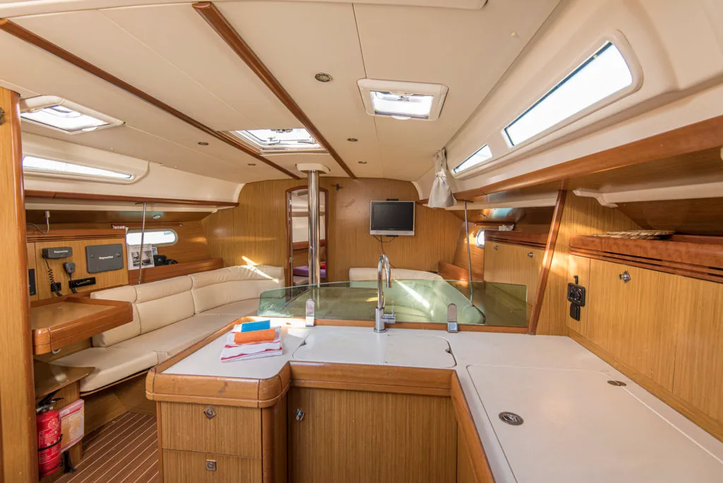 Galley of Benoit, a Jeanneau Sun Odyssey 42 i sailboat at San Vincenzo, Italy