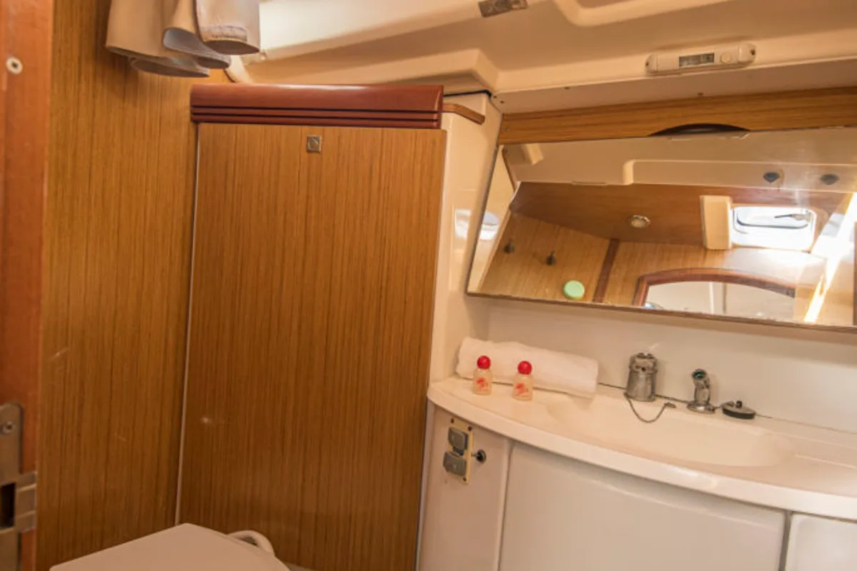 Head on Benoit, a Jeanneau Sun Odyssey 42 i sailboat at San Vincenzo, Italy