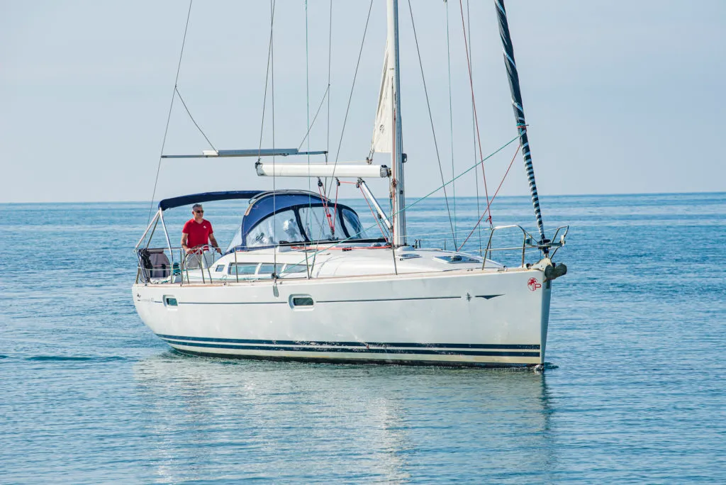 Exterior view of Benoit, a Jeanneau Sun Odyssey 42 i sailboat at San Vincenzo, Italy