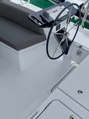 Cockpit of Panagiotis, a Dufour 41 sailboat at Volos, Greece