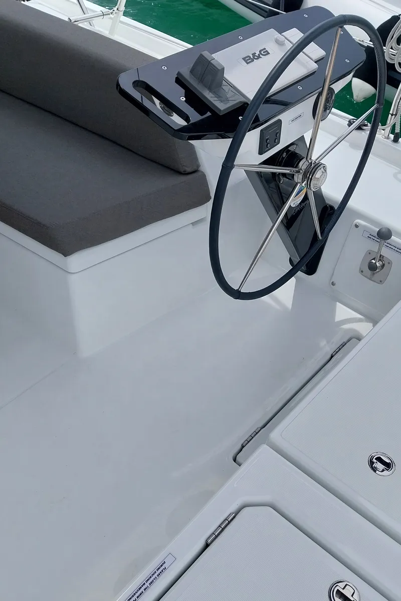Cockpit of Panagiotis, a Dufour 41 sailboat at Volos, Greece