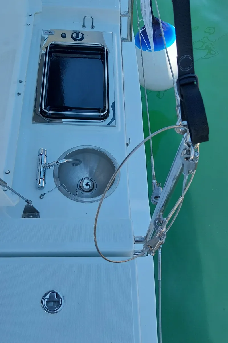 Deck of Panagiotis, a Dufour 41 sailboat at Volos, Greece