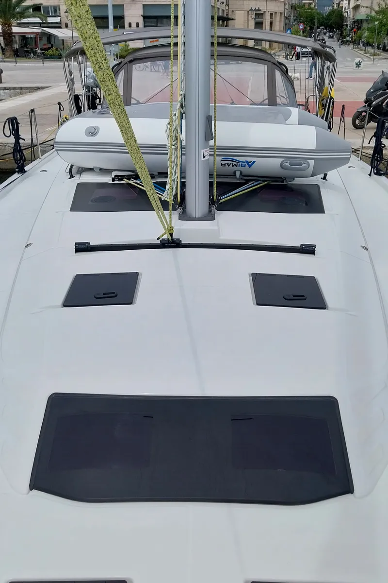 Deck of Panagiotis, a Dufour 41 sailboat at Volos, Greece