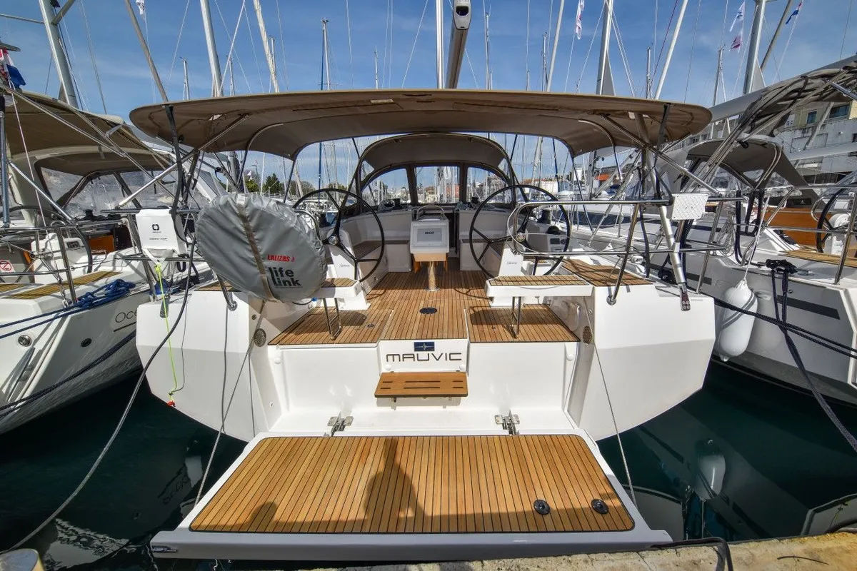 Deck of Mauvic, a Bavaria C42 sailboat at Zadar, Croatia