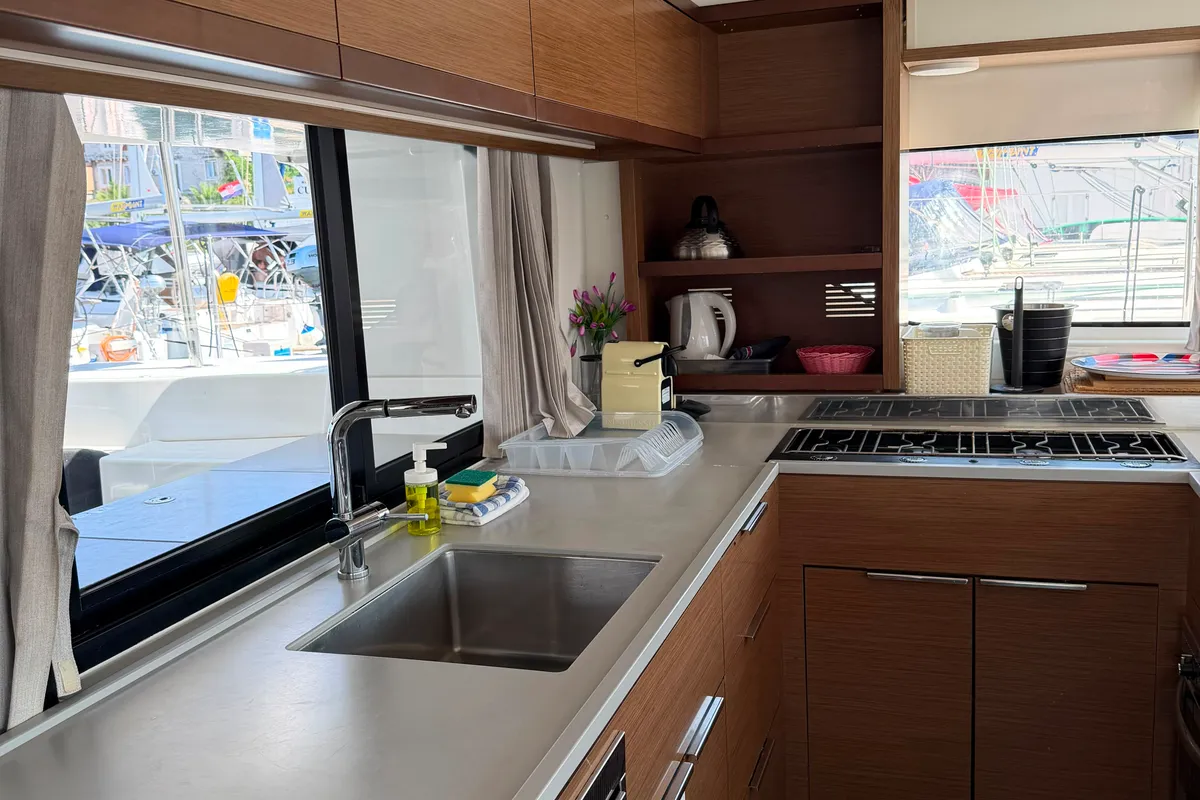 Galley of Lady Point, a Lagoon 46 catamaran at Split, Croatia
