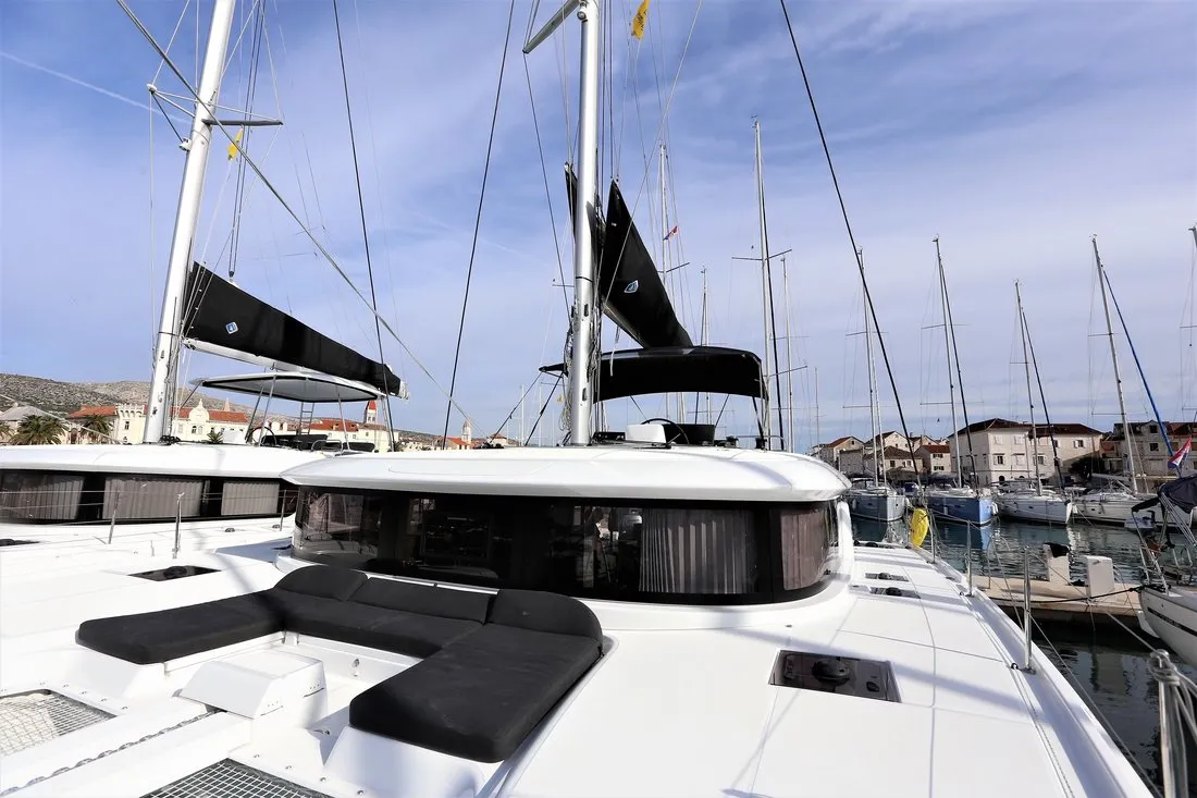 Deck of Lady Point, a Lagoon 46 catamaran at Split, Croatia