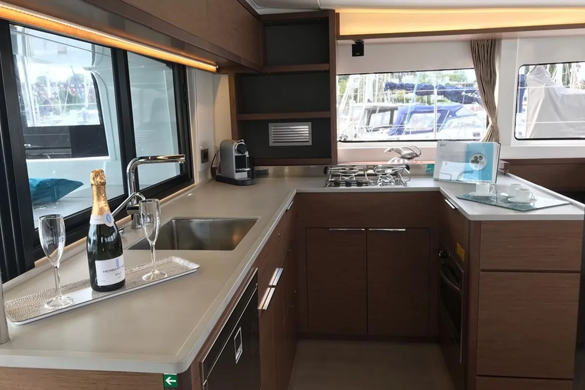 Galley of Lady Point, a Lagoon 46 catamaran at Split, Croatia