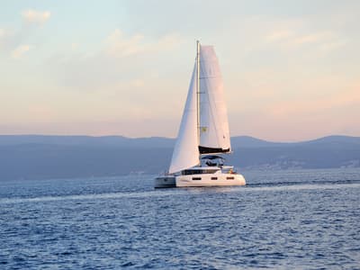 Deck of Lady Point, a Lagoon 46 catamaran at Split, Croatia