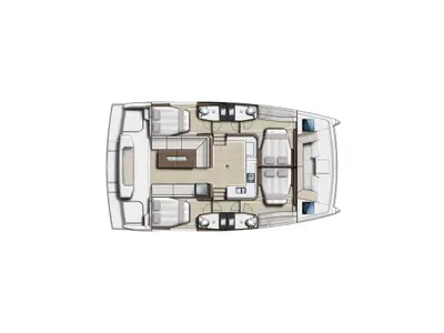 Floor plan of Bali Catspace, a Bali Catspace catamaran at Municipal Unit of Lefkada, Greece