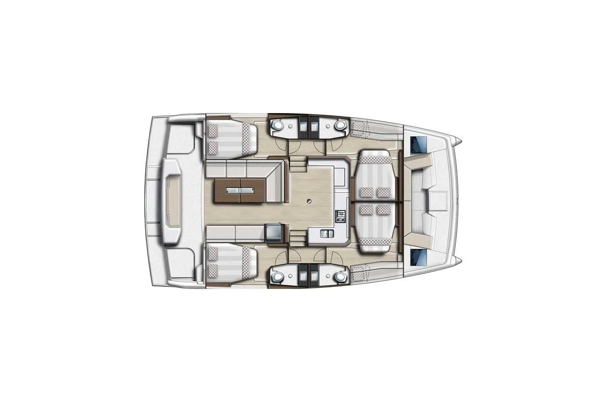 Floor plan of Bali Catspace, a Bali Catspace catamaran at Municipal Unit of Lefkada, Greece