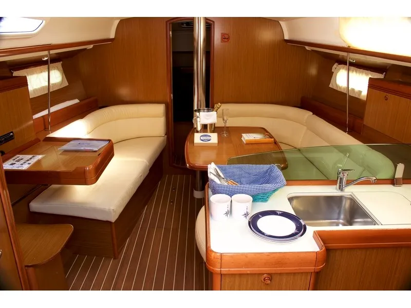 Galley of Jeanneau Sun Odyssey 39i, a sailboat at Vigo, Spain