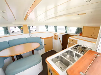 Galley of Zen (Pax 10), a Lagoon 380 S2 catamaran at Municipal Unit of Lefkada, Greece