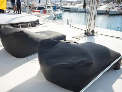 Deck of Orfeas, a Dufour 48 Catamaran catamaran at Municipal Unit of Lefkada, Greece