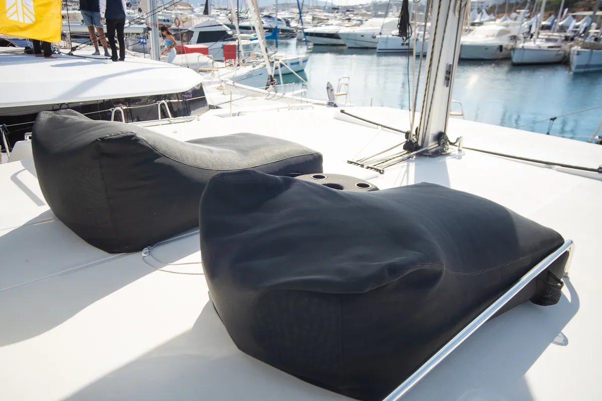 Deck of Orfeas, a Dufour 48 Catamaran catamaran at Municipal Unit of Lefkada, Greece