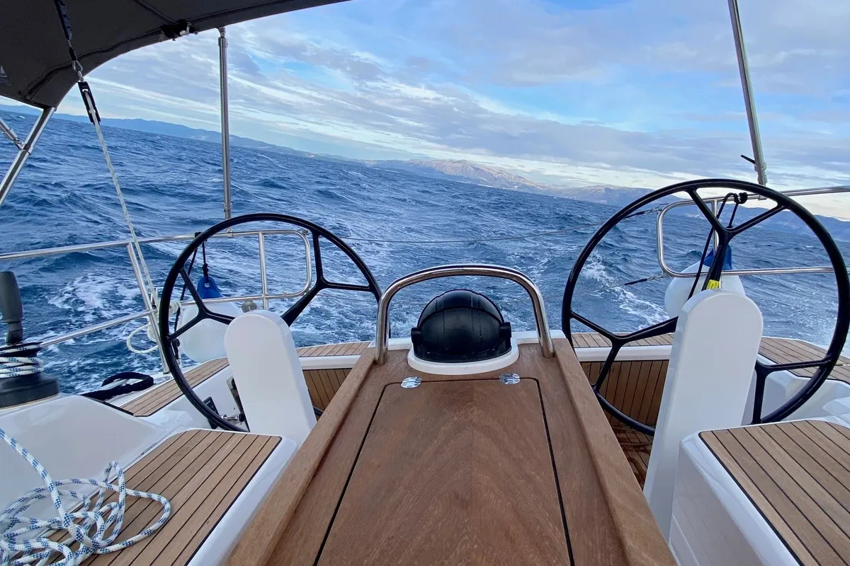 Cockpit of Luna 2, a Bavaria 34 Cruiser sailboat at Fethiye, Turkey