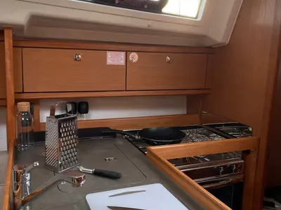 Galley of Luna 2, a Bavaria 34 Cruiser sailboat at Fethiye, Turkey